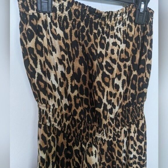 Forever 21 NWT rayon full length cheetah print strapless jumpsuit - S - Picture 4 of 7